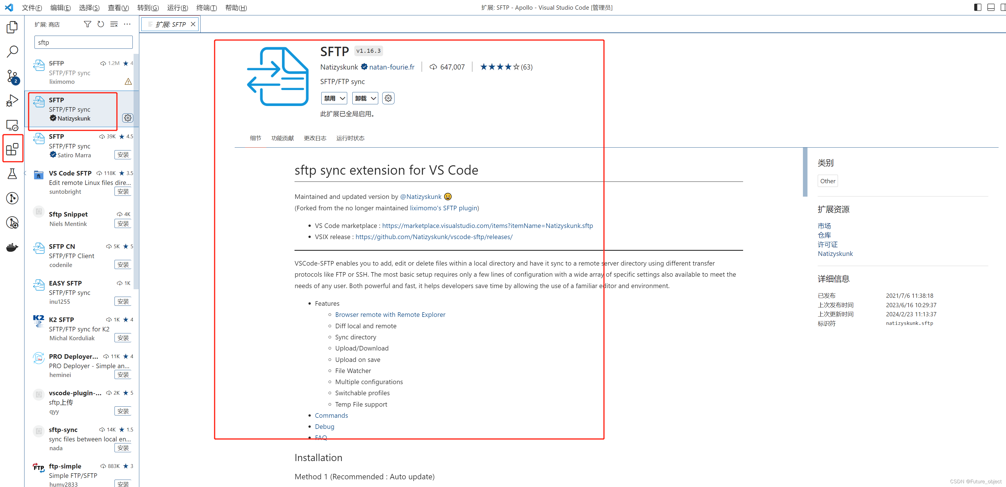 VSCode插件安装界面